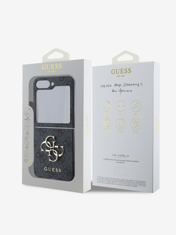 Guess Guess PU 4G Метален заден капак с лого за Samsung Galaxy Z Flip 6 Grey