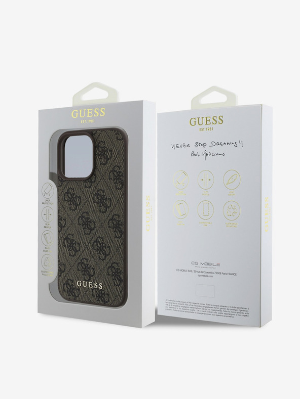 Guess Guess 4G Чаровен заден капак за iPhone 16 Pro Max тон в тон кафяв