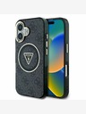 Guess Guess IML 4G с брокат и триъгълно лого MagSafe заден капак за iPhone 16 черен