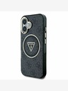 Guess Guess IML 4G с брокат и триъгълно лого MagSafe заден капак за iPhone 16 черен