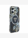 Guess Guess IML Glitter Magnolia and Triangle Logo MagSafe заден капак за iPhone 16 черен