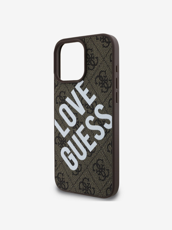 Guess Guess PU Leather 4G Big Love Logo MagSafe заден капак за iPhone 16 Pro Brown