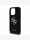 Guess Заден капак Guess PU Grained 4G Metal Logo за iPhone 15 Pro Max черен