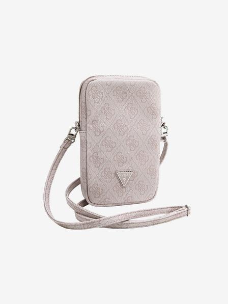 Guess PU 4G Triangle Logo Taška na Telefon se Zipem Pink Калъф за телефон
