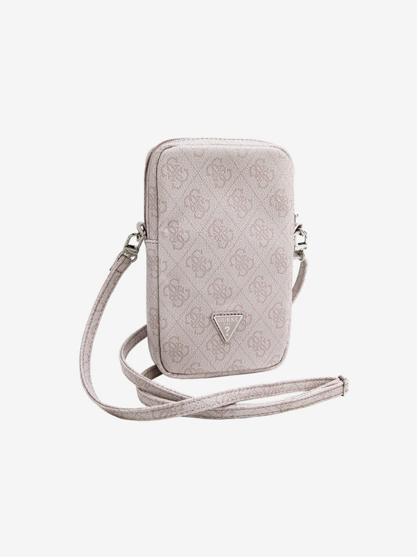 Guess PU 4G Triangle Logo Taška na Telefon se Zipem Pink Калъф за телефон