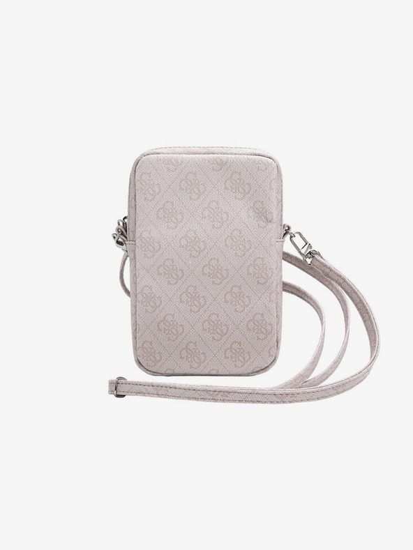 Guess PU 4G Triangle Logo Taška na Telefon se Zipem Pink Калъф за телефон