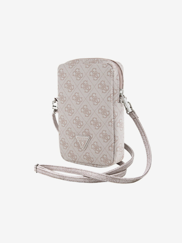 Guess PU 4G Triangle Logo Taška na Telefon se Zipem Pink Калъф за телефон