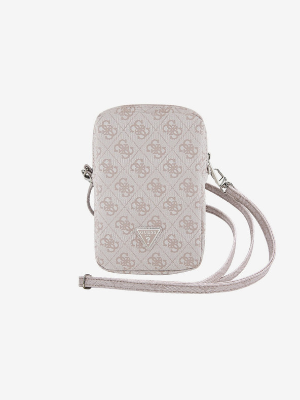 Guess PU 4G Triangle Logo Taška na Telefon se Zipem Pink Калъф за телефон