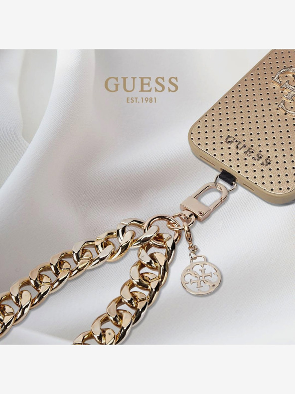 Guess Univerzální Popruh na Ruku 4G Charm Gold Калъф за телефон