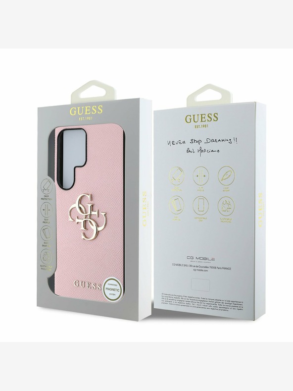 Guess Guess PU Grained 4G Metal Logo Back Cover за Samsung Galaxy S25 Ultra Pink