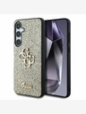 Guess Guess PU фиксиран блестящ метален заден капак с лого 4G за Samsung Galaxy S25+ Gold