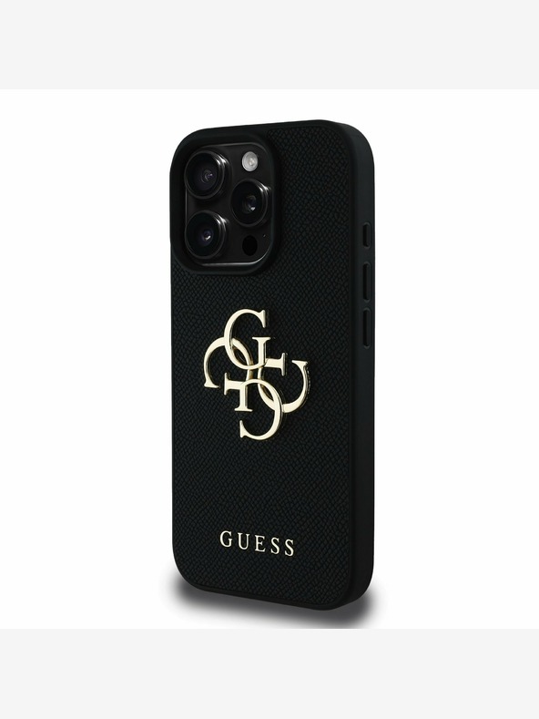 Guess Guess PU Grained 4G Metal Logo Back Cover за iPhone 15 Pro Black