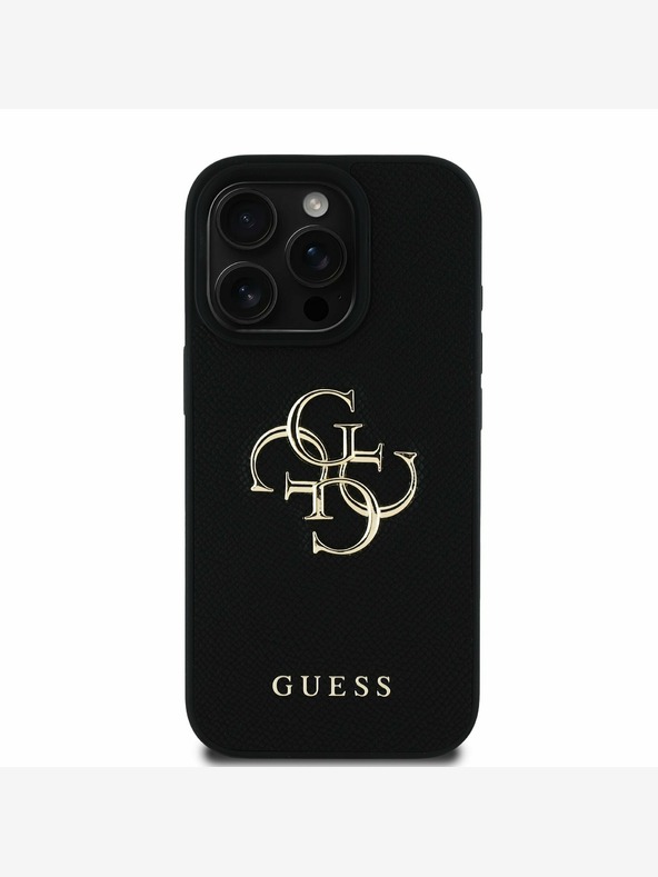 Guess Guess PU Grained 4G Metal Logo Back Cover за iPhone 15 Pro Black