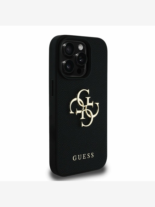 Guess Guess PU Grained 4G Metal Logo Back Cover за iPhone 15 Pro Black