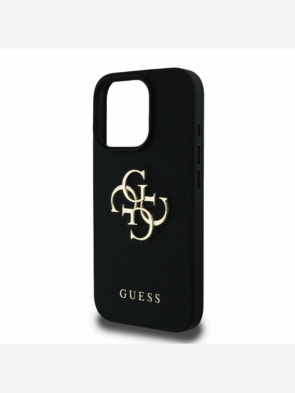 Guess Guess PU Grained 4G Metal Logo Back Cover за iPhone 15 Pro Black