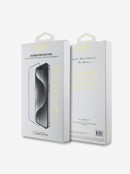 Guess Guess Закалено стъкло 2.5D за iPhone 16 Pro Max Black