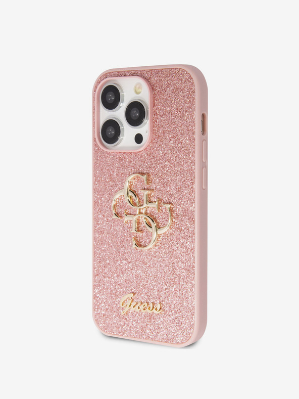 Guess Guess PU фиксиран метален капак с метално лого 4G за iPhone 15 Pro Pink