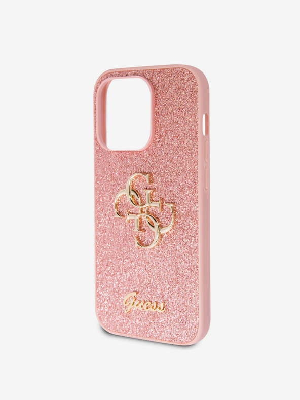 Guess Guess PU фиксиран метален капак с метално лого 4G за iPhone 15 Pro Pink