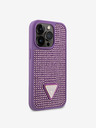 Guess Guess Метален капак с триъгълно лого с кристали за iPhone 15 Pro Purple