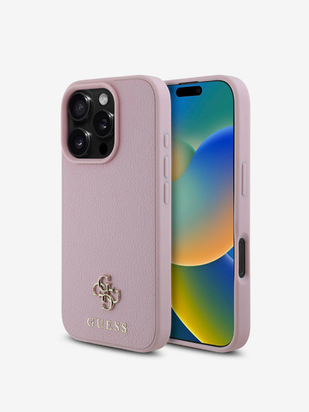 Guess Guess PU Grained 4G Small Metal Logo MagSafe заден капак за iPhone 16 Pro Max Pink