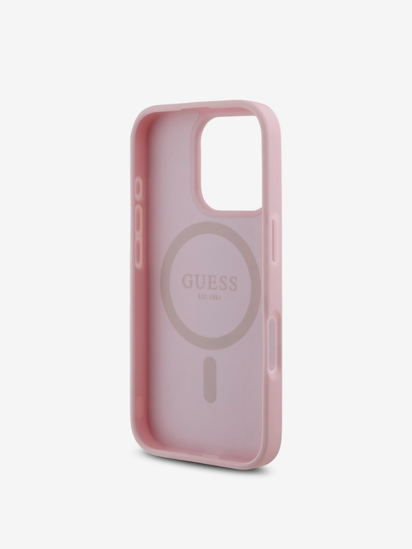 Guess Guess PU Grained 4G Small Metal Logo MagSafe заден капак за iPhone 16 Pro Max Pink
