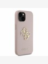 Guess Guess PU Grained 4G Метално лого заден капак за iPhone 15 Pink