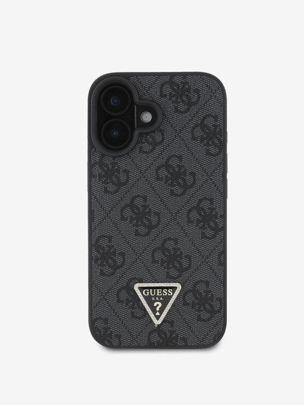 Guess Guess PU 4G Strass Triangle Metal Logo Back Cover за iPhone 16 Black