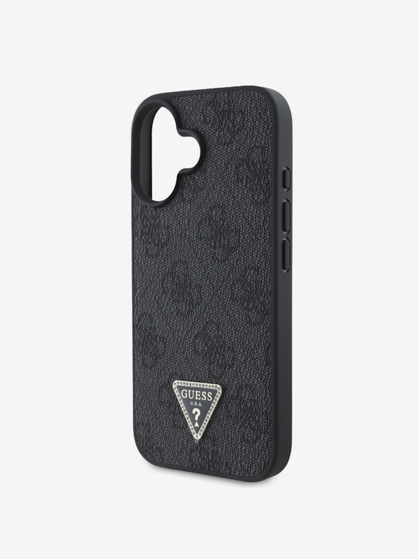 Guess Guess PU 4G Strass Triangle Metal Logo Back Cover за iPhone 16 Black
