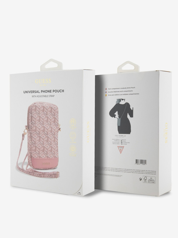 Guess Guess PU G Кубче за телефон с цип розово