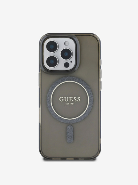Guess Guess IML Glitter Ring MagSafe заден капак за iPhone 16 Pro Max черен