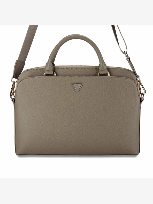 Guess Guess PU Grained Triangle Logo Notebook Bag 15/16" Brown