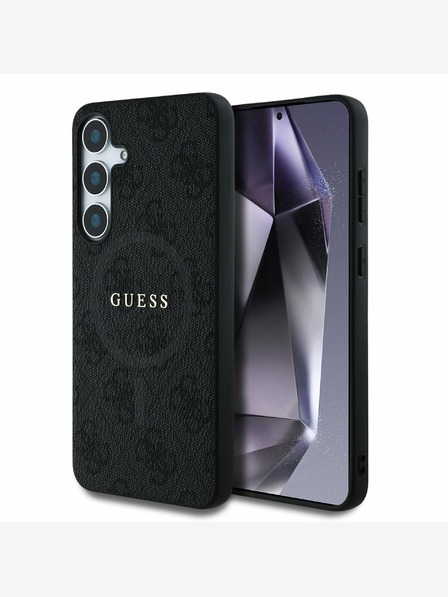 Guess PU Leather 4G Colored Ring MagSafe Zadní Kryt pro Samsung Galaxy S25 Black Калъф за телефон