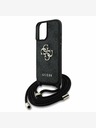 Guess Guess PU 4G Метално лого с каишка за кръст за iPhone 16 черен