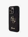 Guess Guess PU Fixed Glitter 4G Metal Logo Back Cover за iPhone 15 Pro Black