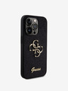 Guess Guess PU Fixed Glitter 4G Metal Logo Back Cover за iPhone 15 Pro Black
