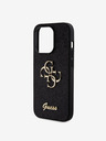 Guess Guess PU Fixed Glitter 4G Metal Logo Back Cover за iPhone 15 Pro Black