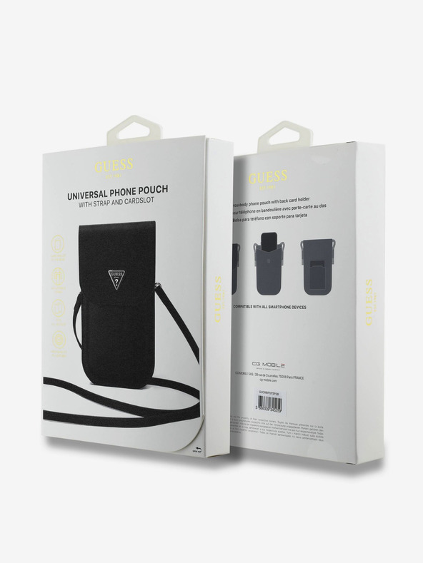 Guess Guess PU Grained Triangle Logo чанта за телефон черна