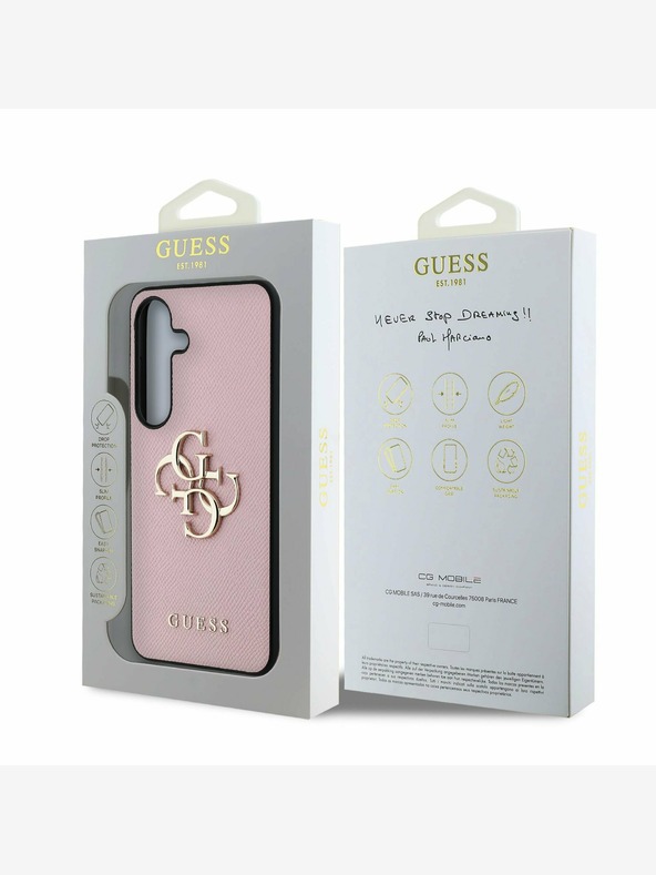 Guess Guess PU Grained 4G Metal Logo Back Cover за Samsung Galaxy S25+ Pink