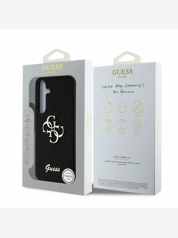 Guess Guess PU Fixed Glitter 4G Metal Logo Back Cover за Samsung Galaxy S25 Black