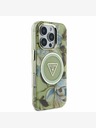 Guess Guess IML Glitter Magnolia and Triangle Logo MagSafe заден капак за iPhone 16 Pro Max Green
