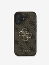 Guess Guess PU 4G метално лого заден капак за iPhone 16 кафяв