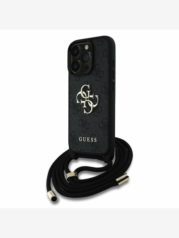 Guess Guess PU 4G Metal Logo Crossbody Strap Back Cover за iPhone 15 Pro Max Black