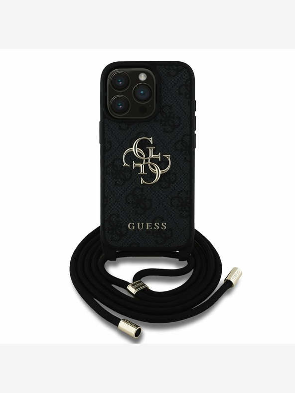 Guess Guess PU 4G Metal Logo Crossbody Strap Back Cover за iPhone 15 Pro Max Black
