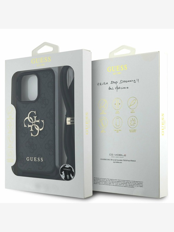 Guess Guess PU 4G Metal Logo Crossbody Strap Back Cover за iPhone 15 Pro Max Black