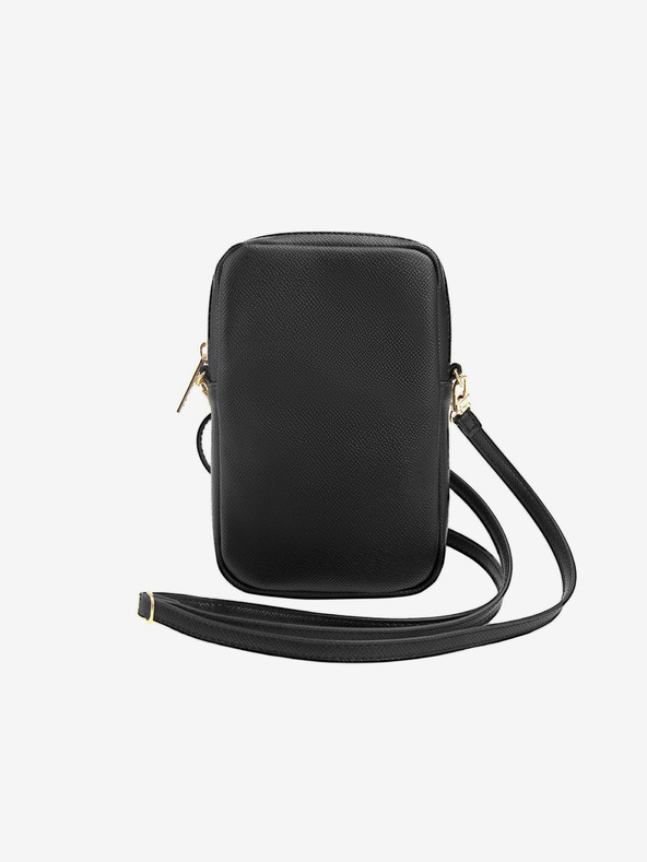 Guess Guess PU зърнеста 4G чанта за телефон с метално лого и цип черна