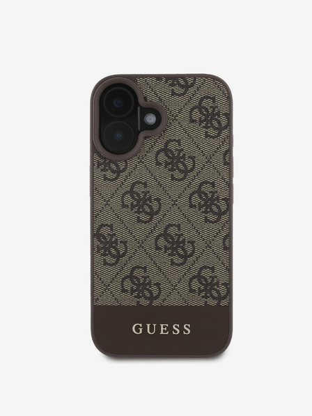 Guess Guess PU 4G Stripe заден капак за iPhone 16 кафяв