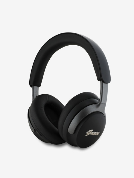 Guess Безжични слушалки Guess PU Leather Script Logo ANC/ENC Black