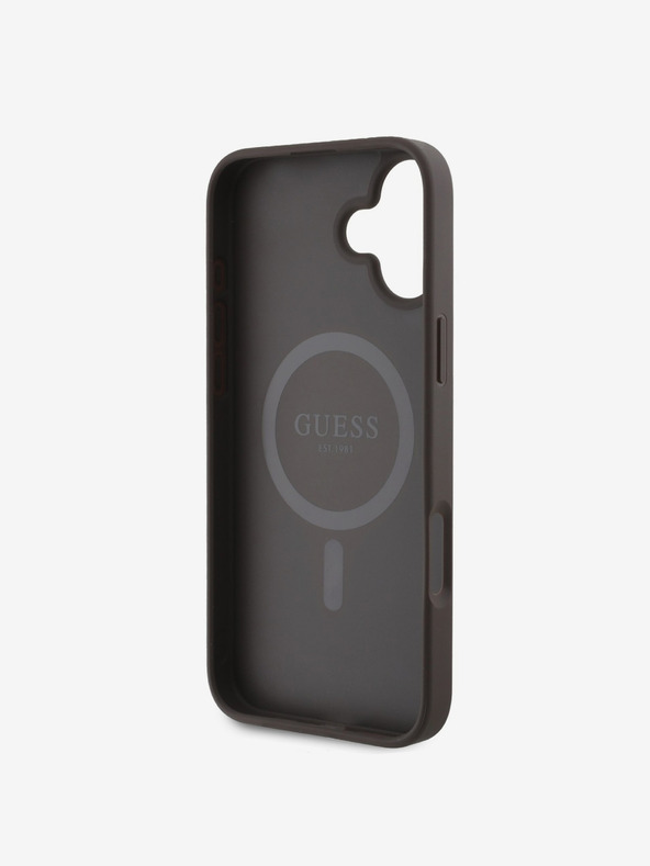 Guess Guess PU кожа 4G Голямо лого на любовта MagSafe заден капак за iPhone 16 кафяв