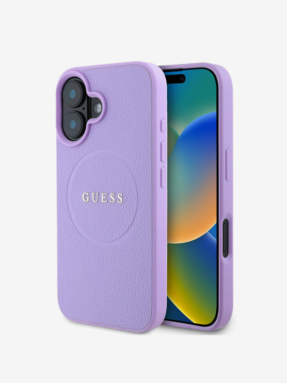 Guess Guess PU Grained Classic Logo MagSafe заден капак за iPhone 16 Purple