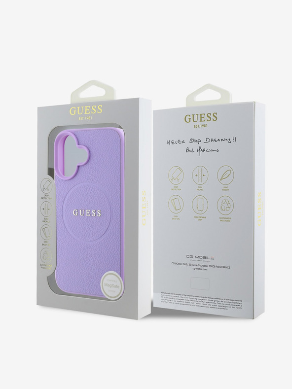Guess Guess PU Grained Classic Logo MagSafe заден капак за iPhone 16 Purple